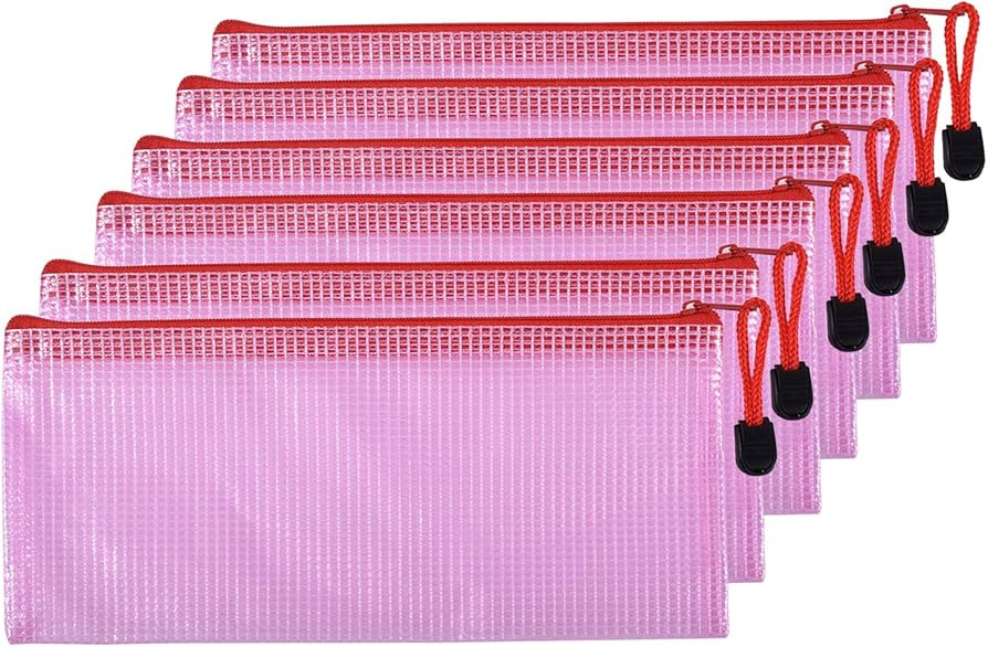 Skweawert 6 Pcs 4.13" x 9.25" Bills Sizes Mesh Zipper Pouch Bags, Mesh Bags with Zipper，Waterpr... | Amazon (US)