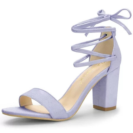 DARING DIVA Women's Lace Up Chunky Strappy High Heels Sandal Purple 7 | Walmart (US)