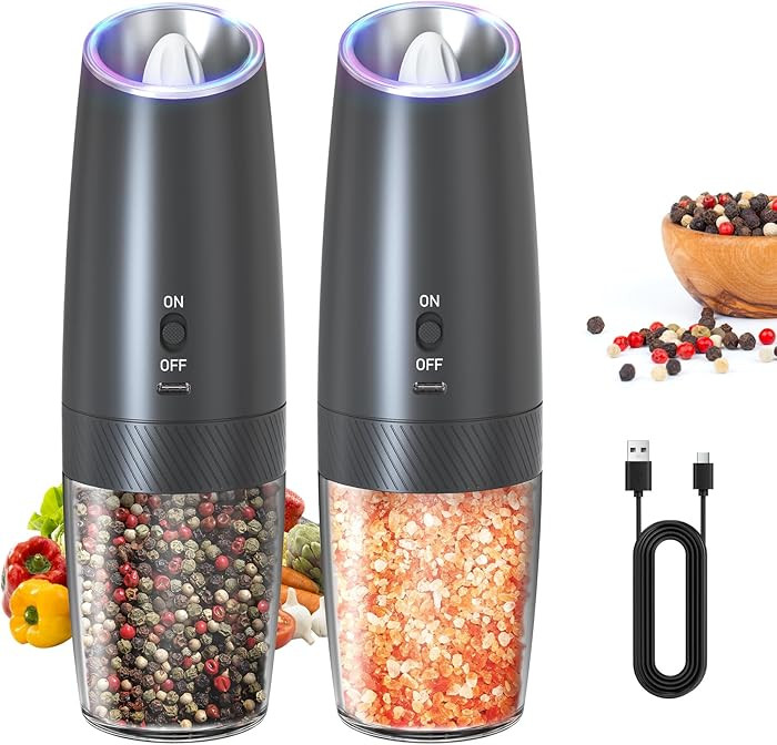 CIRCLE JOY Rechargeable Electric Salt and Pepper Grinder Set Gravity Salt and Pepper Mills Set wi... | Amazon (US)