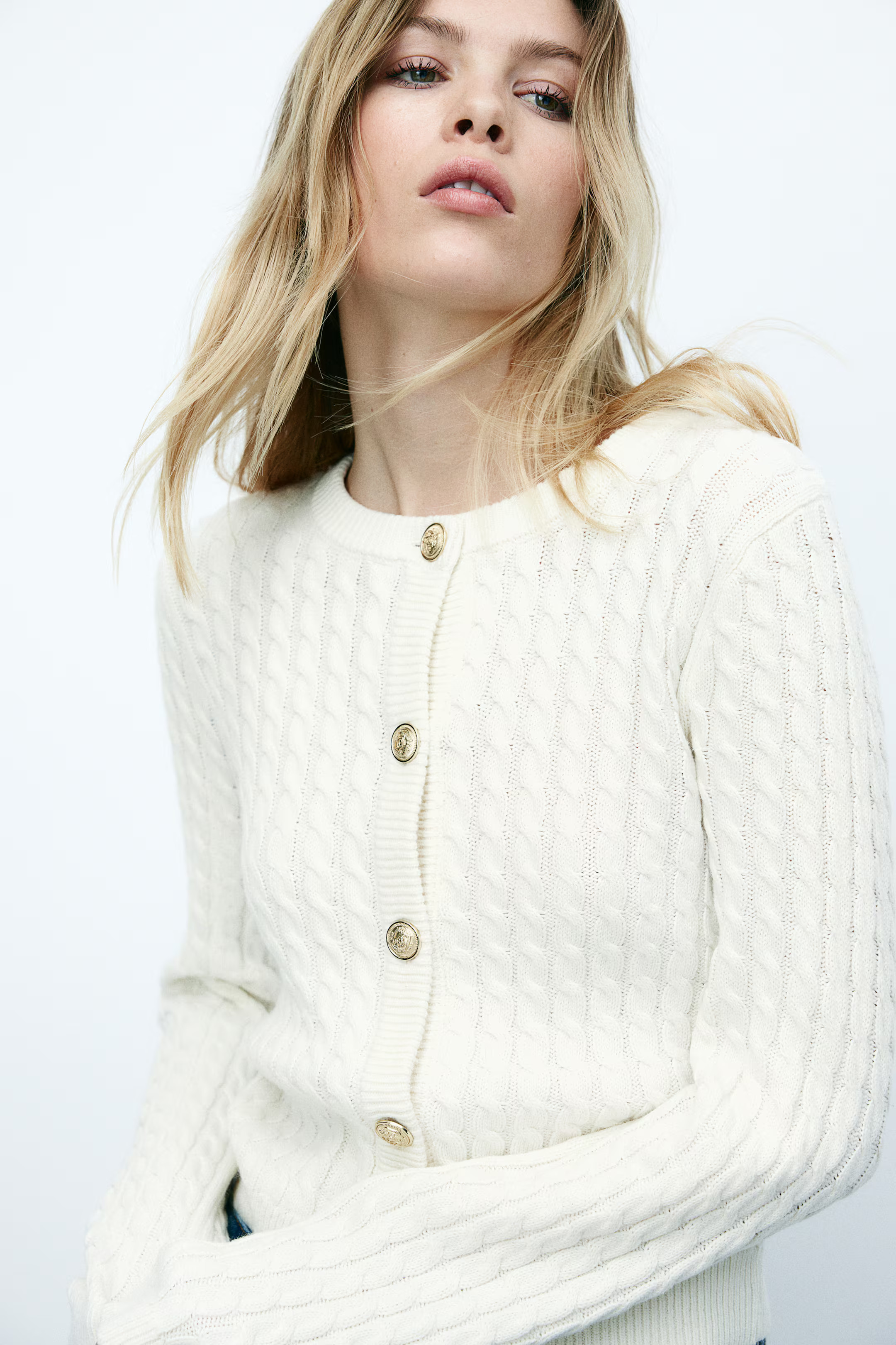 Cable-Knit Cardigan - Cream - Ladies | H&M US | H&M (US + CA)