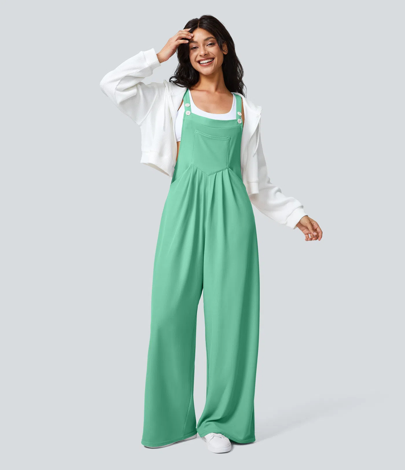 Women’s Pockets Waffle Casual Overalls - Halara | HALARA