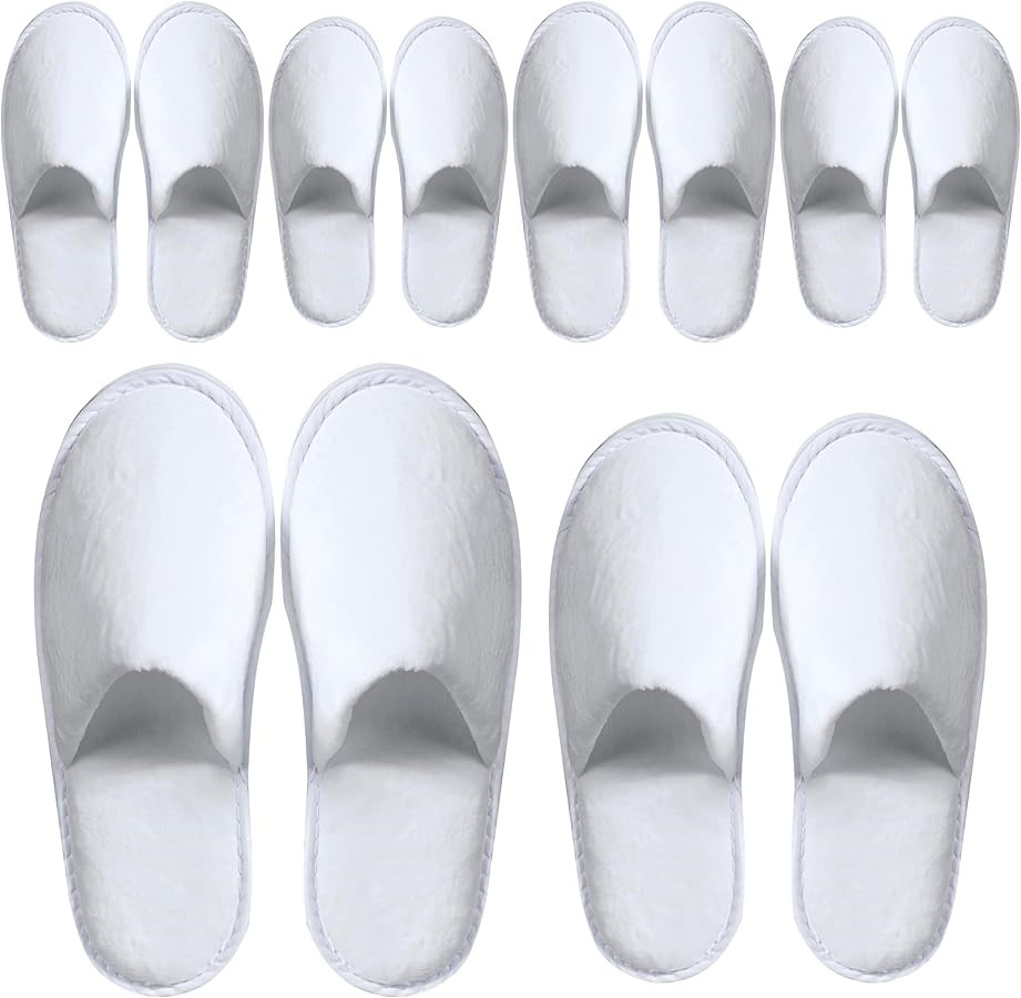 OSTADARRA 6-10 Pairs Spa Slippers, Non Slip Disposable Slippers For Guest, Washable Reusable, Whi... | Amazon (US)