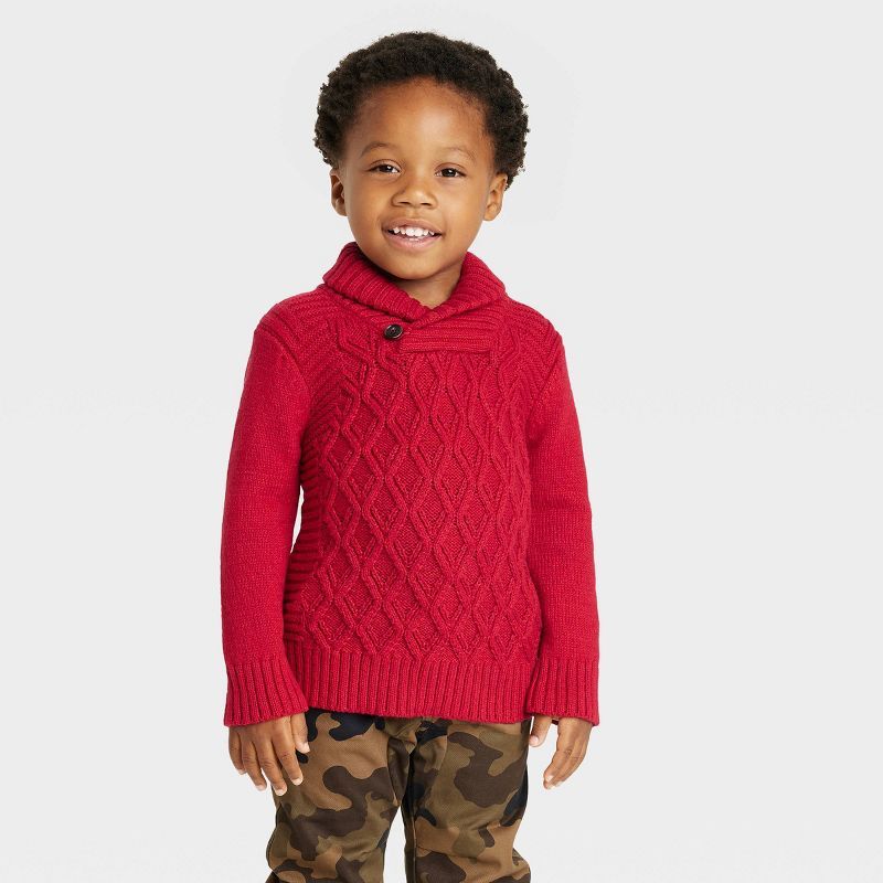 Toddler Boys' Shawl Collar Pullover Sweater - Cat & Jack™ Red | Target