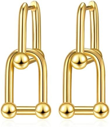 BG&WLing Gold Paperclip Earrings for Women, Chain Link Earring Stainless Steel Double Hoop Dangle... | Amazon (US)