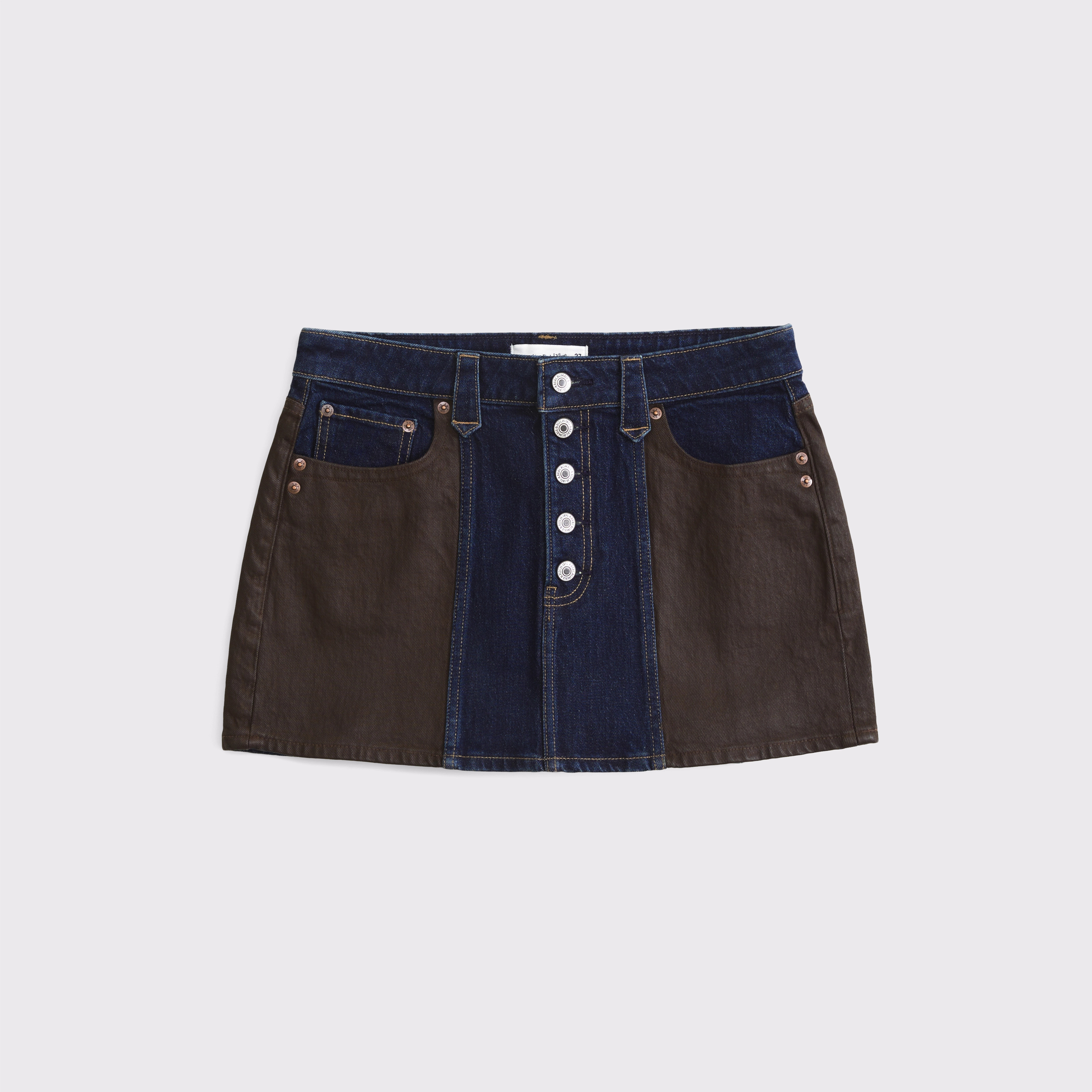 Curve Love Mixed Fabric Denim Mini Skirt | Abercrombie & Fitch (US)