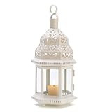 Gifts & Decor White Moroccan Style Hanging Candle Lantern Centerpiece | Amazon (US)