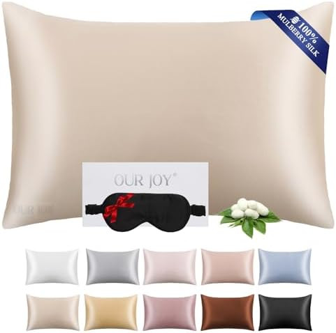 100% Mulberry Silk Pillowcase 22 Momme (SGS Certified) with Free Silk Eye Mask - Luxury Gift-Read... | Amazon (US)