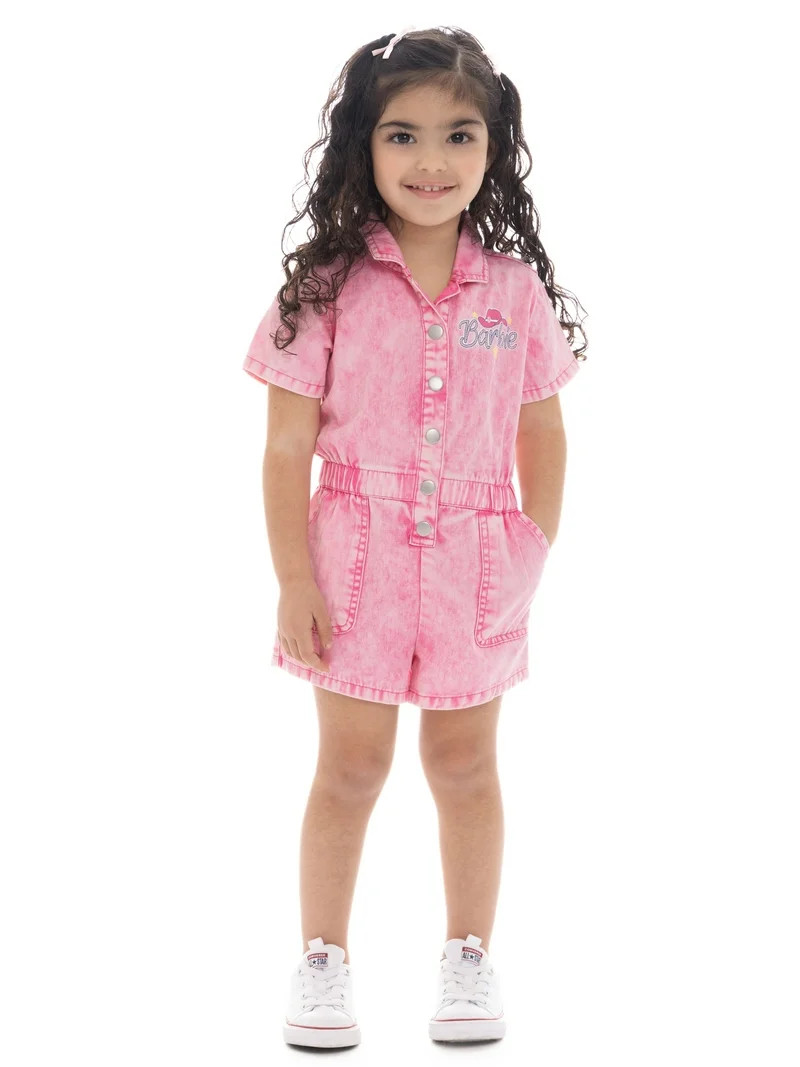 Barbie Toddler Girl Western Graphic Print Twill Romper, Sizes 12M-5T | Walmart (US)