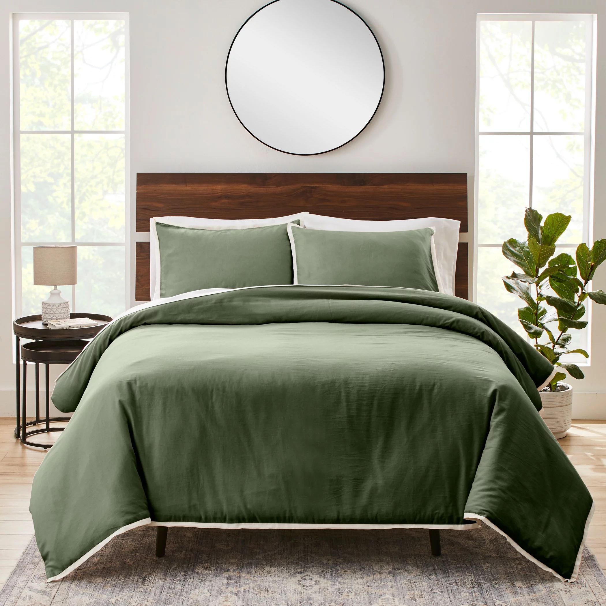 Better Homes & Gardens 3-piece Green Linen Duvet Cover Set, Full/Queen - Walmart.com | Walmart (US)