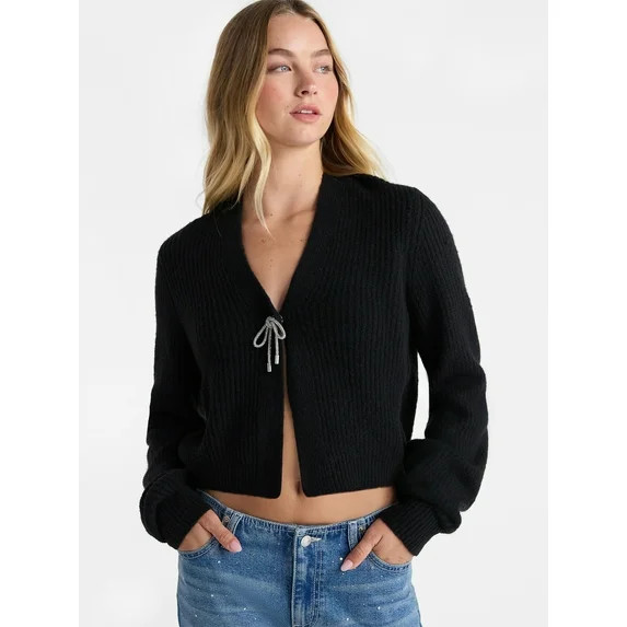 No Boundaries Bow Cardigan, Midweight, Women’s | Walmart (US)