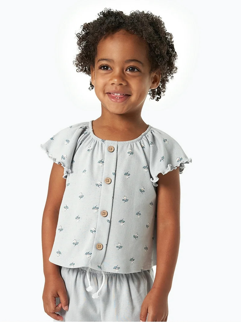 Modern Moments by Gerber Toddler Girl Organic Ruffled Short Sleeve Top, Sizes 12M-5T | Walmart (US)