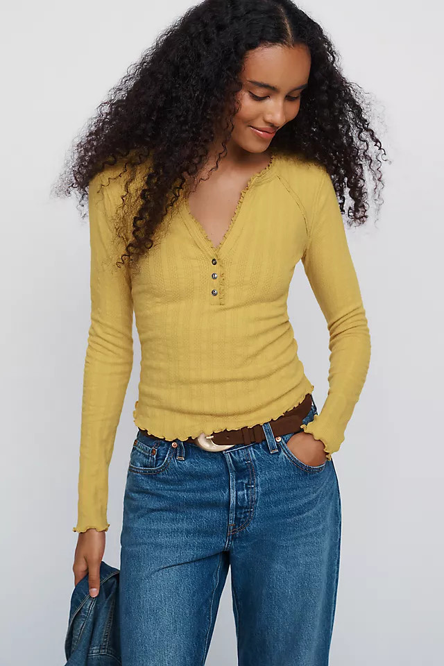 Lace Trim Henley Top | Anthropologie (US)
