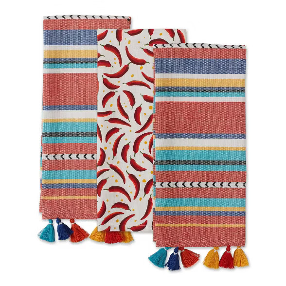 3pk Cotton Verano Chilis Dishtowel Set - Design Imports | Target
