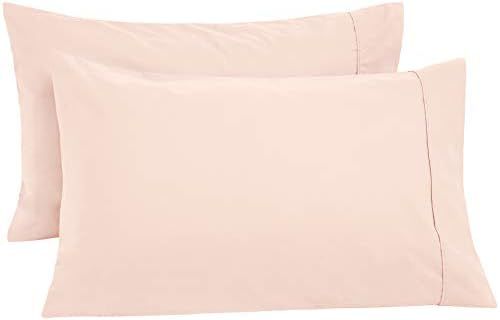 AmazonBasics Ultra-Soft Cotton Pillowcases, Breathable, Easy to Wash, Set of 2, Blush, King | Amazon (US)