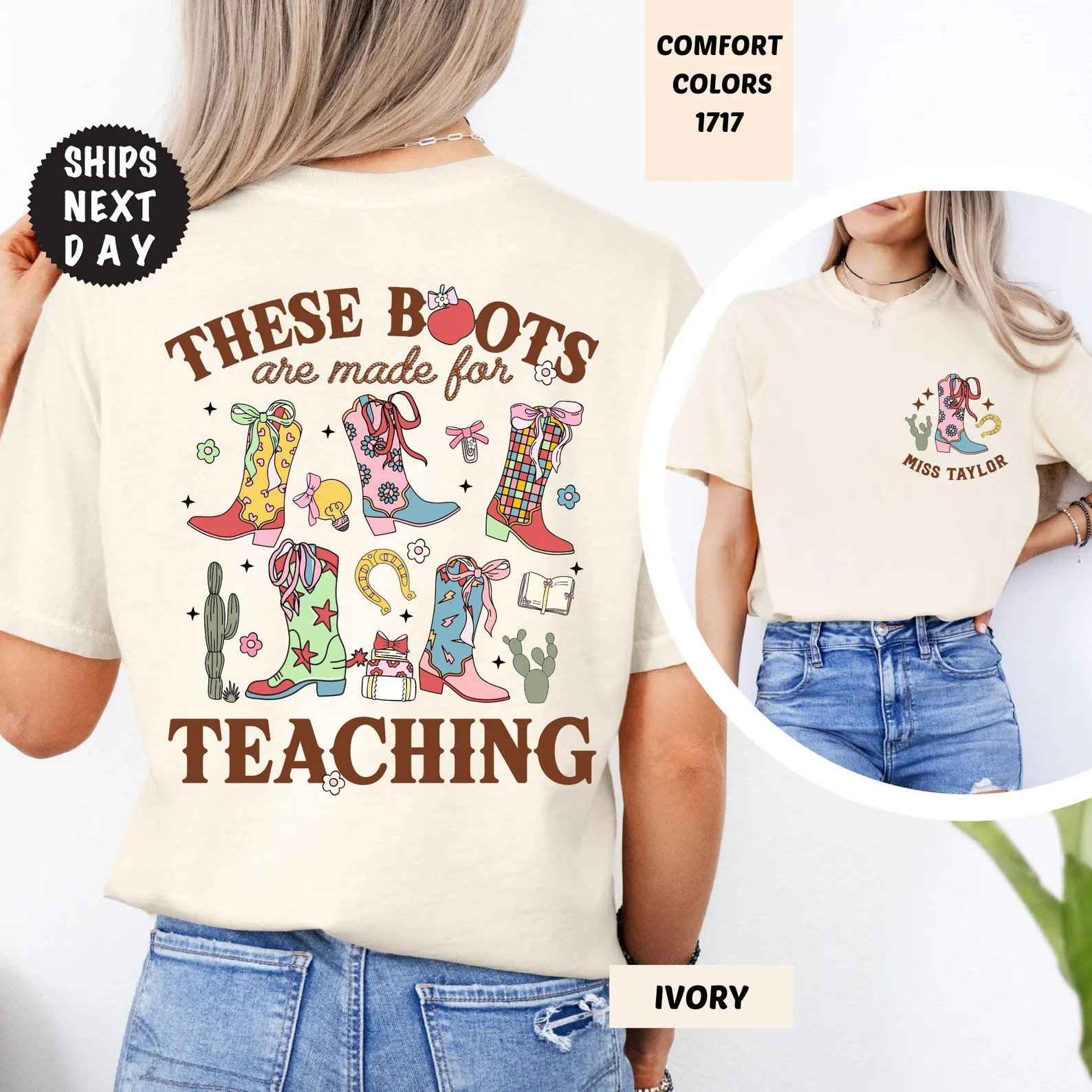 Comforts Colors These Boots Are Made for Teaching, Custom Western Teacher Shirt, Retro Teacher Li... | Etsy (US)