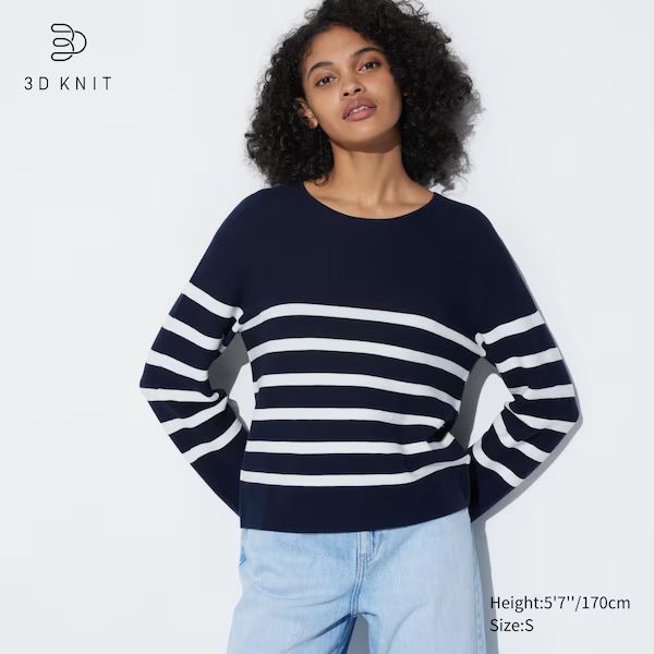 3D Knit Cotton Striped Sweater | UNIQLO (US)