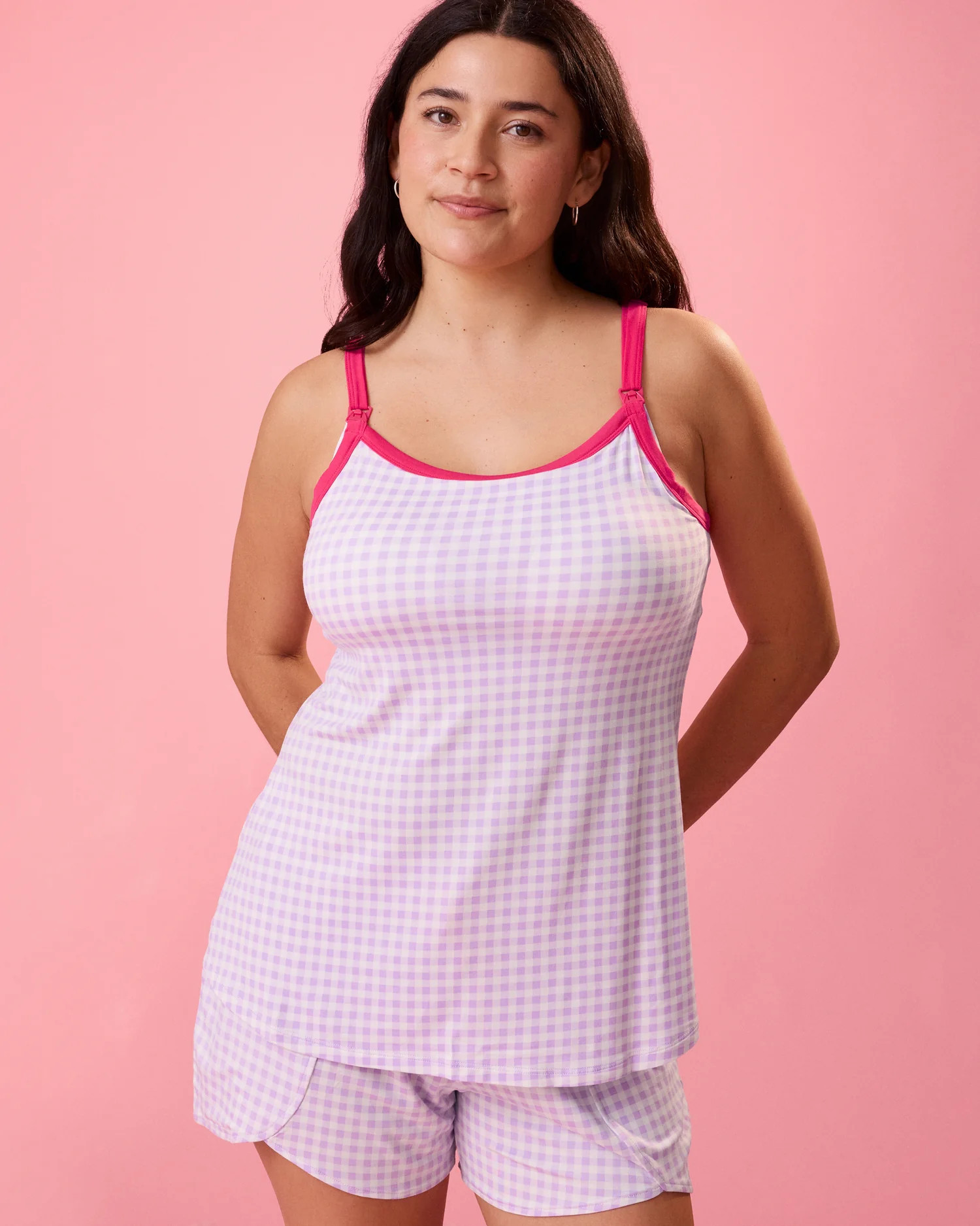 Bamboo Lounge Around Nursing Tank | Lavender Gingham - Kindred Bravely | Kindred Bravely