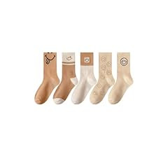 5 Pairs Cute Women Fun Smile Face Ankle Sock Knitted White Novelty Comfy Cotton Girl Dress Funny ... | Amazon (US)