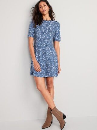 Fit &#x26; Flare Puff-Sleeve Smocked Cutout Mini Dress for Women | Old Navy (US)