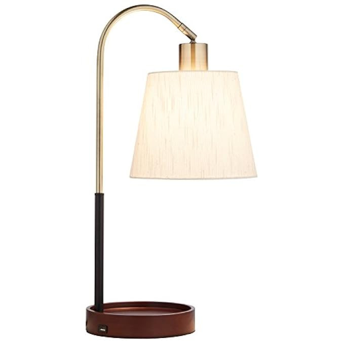 Rivet Franklin Shelf and USB Charging Station Table Lamp, 21" H, with Bulb, Brass, Black Metal and W | Amazon (US)