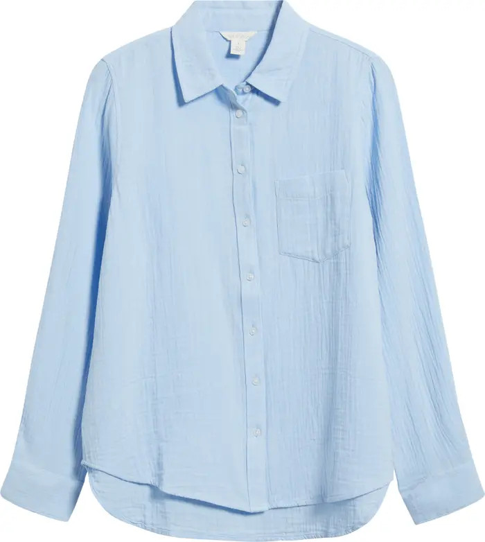Casual Gauze Button-Up Shirt | Nordstrom