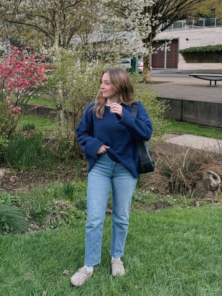spring transition outfit🌤️ been obsessed with this cos sling bag lately! 
wearing a s sweater, 26 jeans and shoes tts

spring outfits, madewell jeans, spring sweater amazon, spring sweaters, spring jeans outfit, birkenstock boston clogs 


#LTKshoecrush #LTKitbag #LTKstyletip