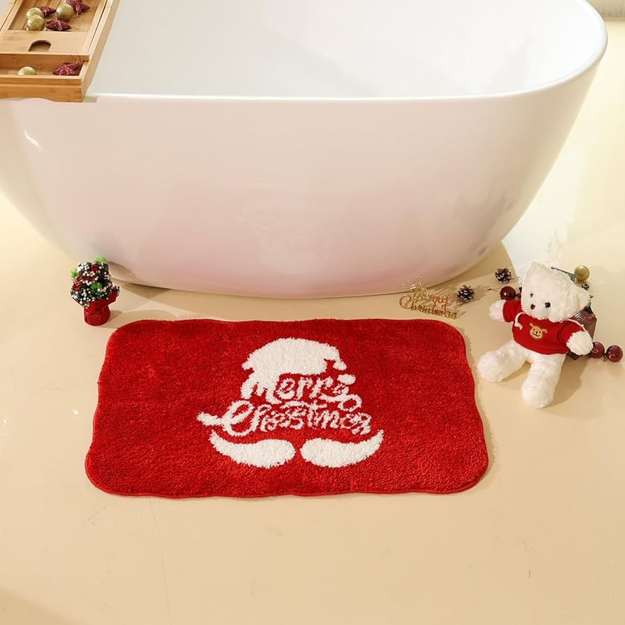 Merry Christmas Bath Mat,Xmas Rugs Extra Soft and Absorbent Microfiber Holiday Decorative Bath Ma... | Amazon (US)