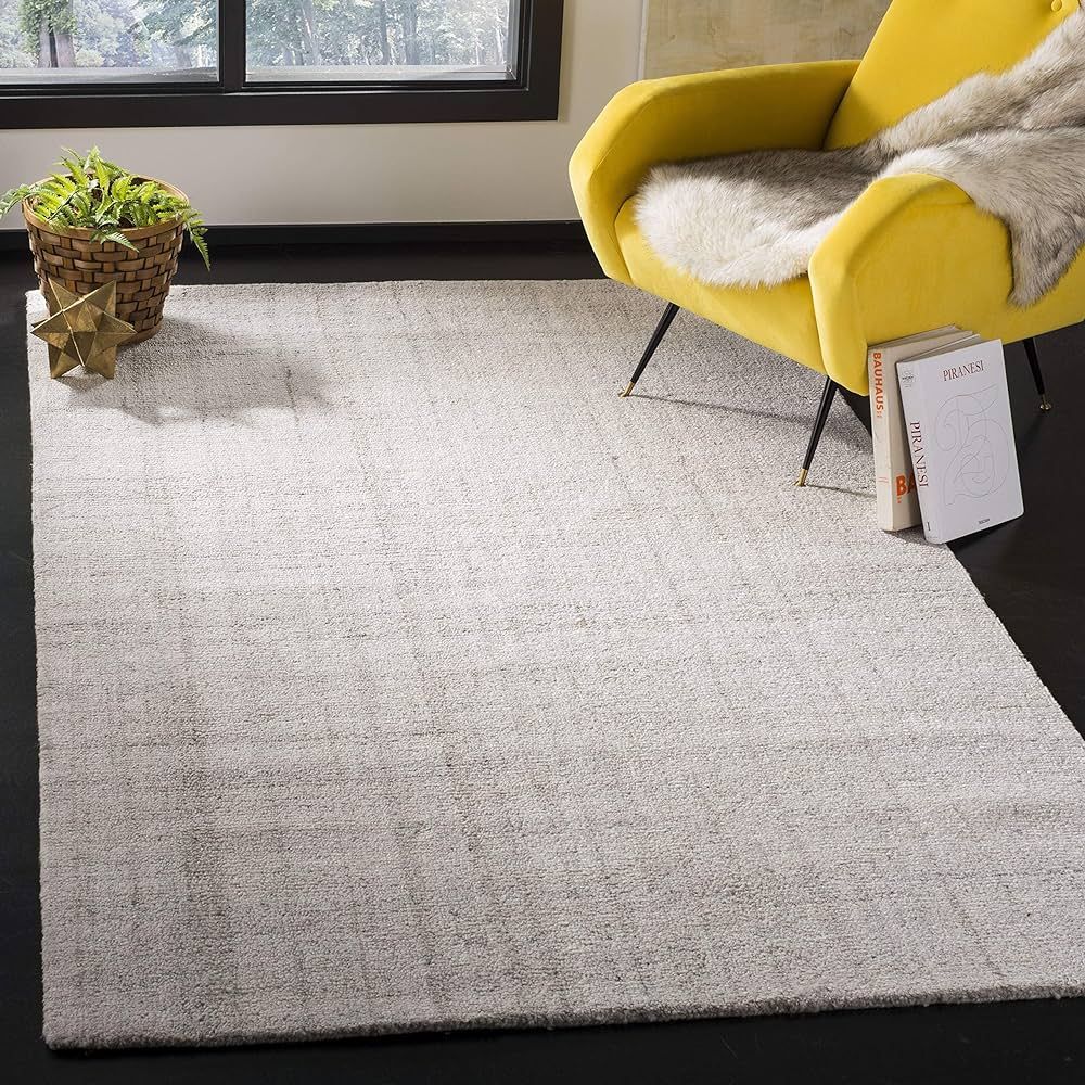 SAFAVIEH Abstract Collection Area Rug - 9' x 12', Light Grey, Handmade Wool & Viscose, Ideal for ... | Amazon (US)