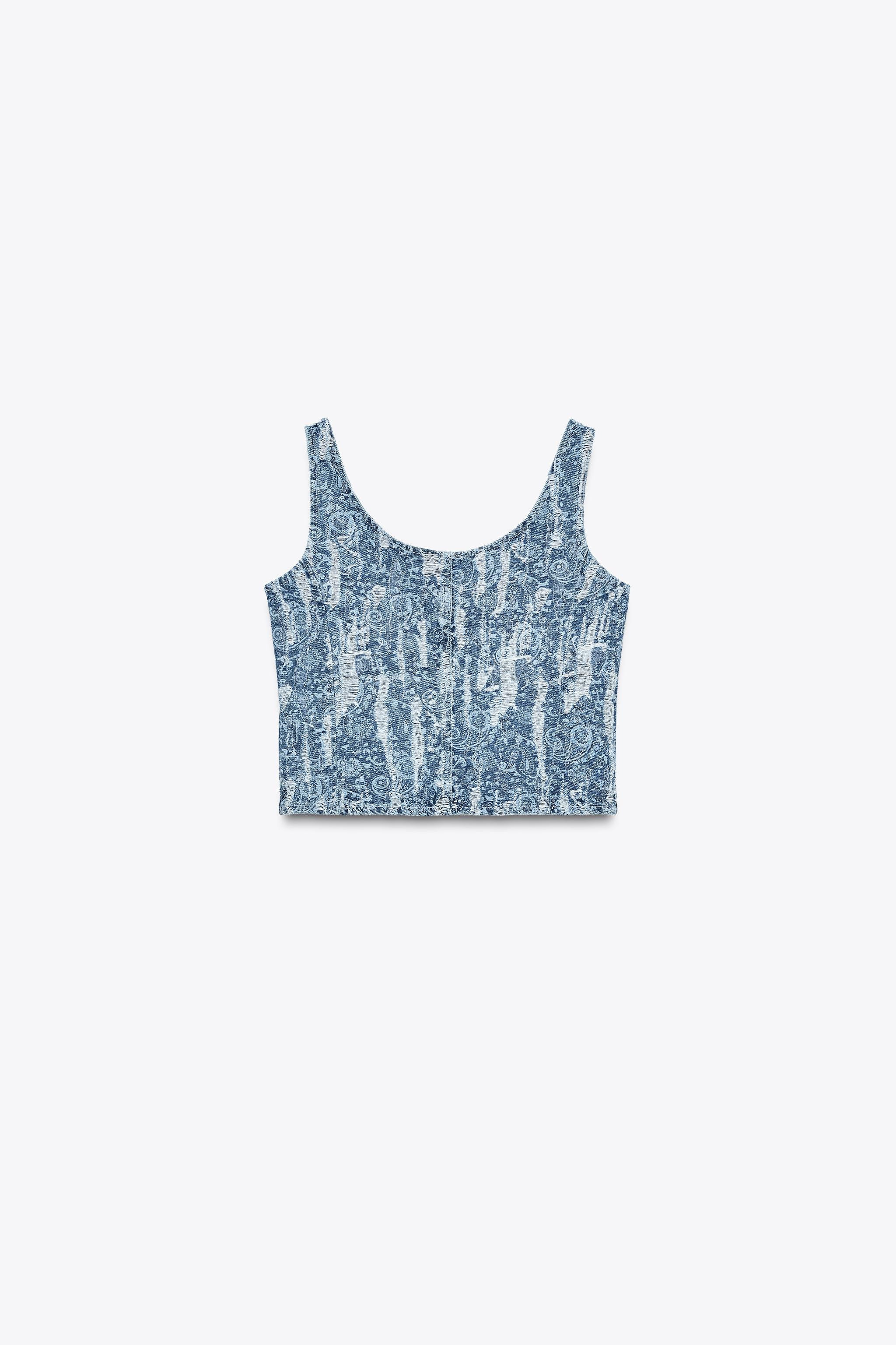 Z1975 DISTRESSED DENIM TOP | Zara US