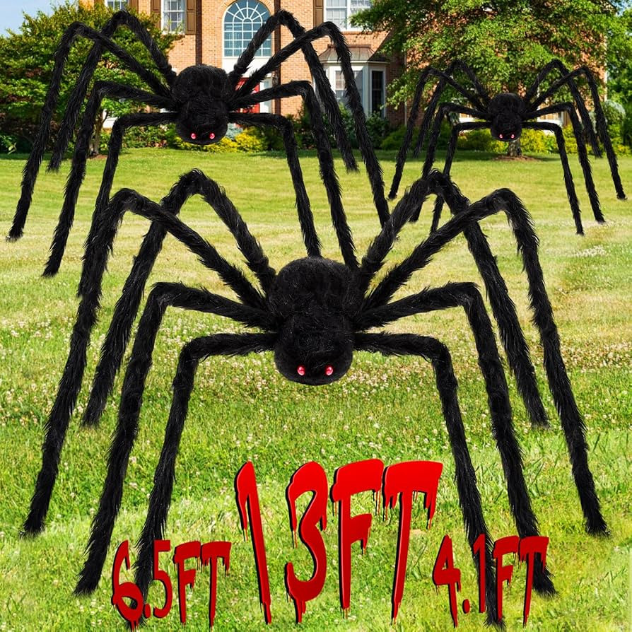 Wettarn 3 Sizes Giant Spider Halloween Spider 13 ft, 6.6 ft, 4 ft Large Fake Spider Realistic Big... | Amazon (US)