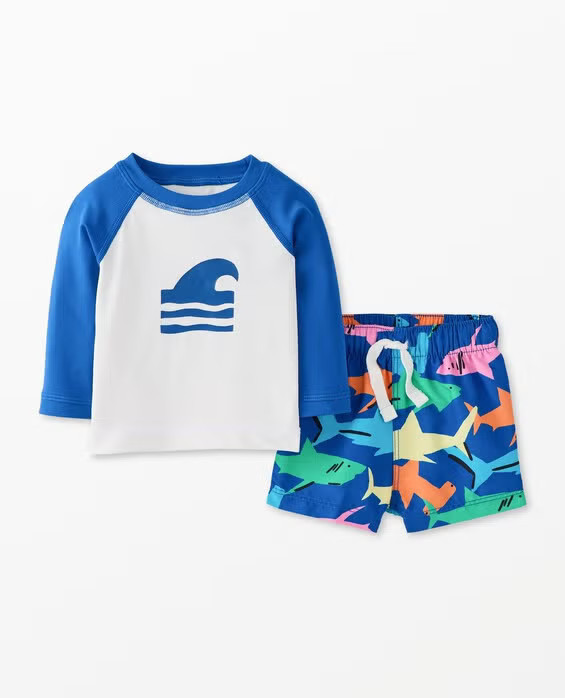 Boys' Grayson The Shark Baby Rash Guard & Trunks Set in 100% Recycled Poly - Size Toddler 2 by Hanna Andersson | Hanna Andersson