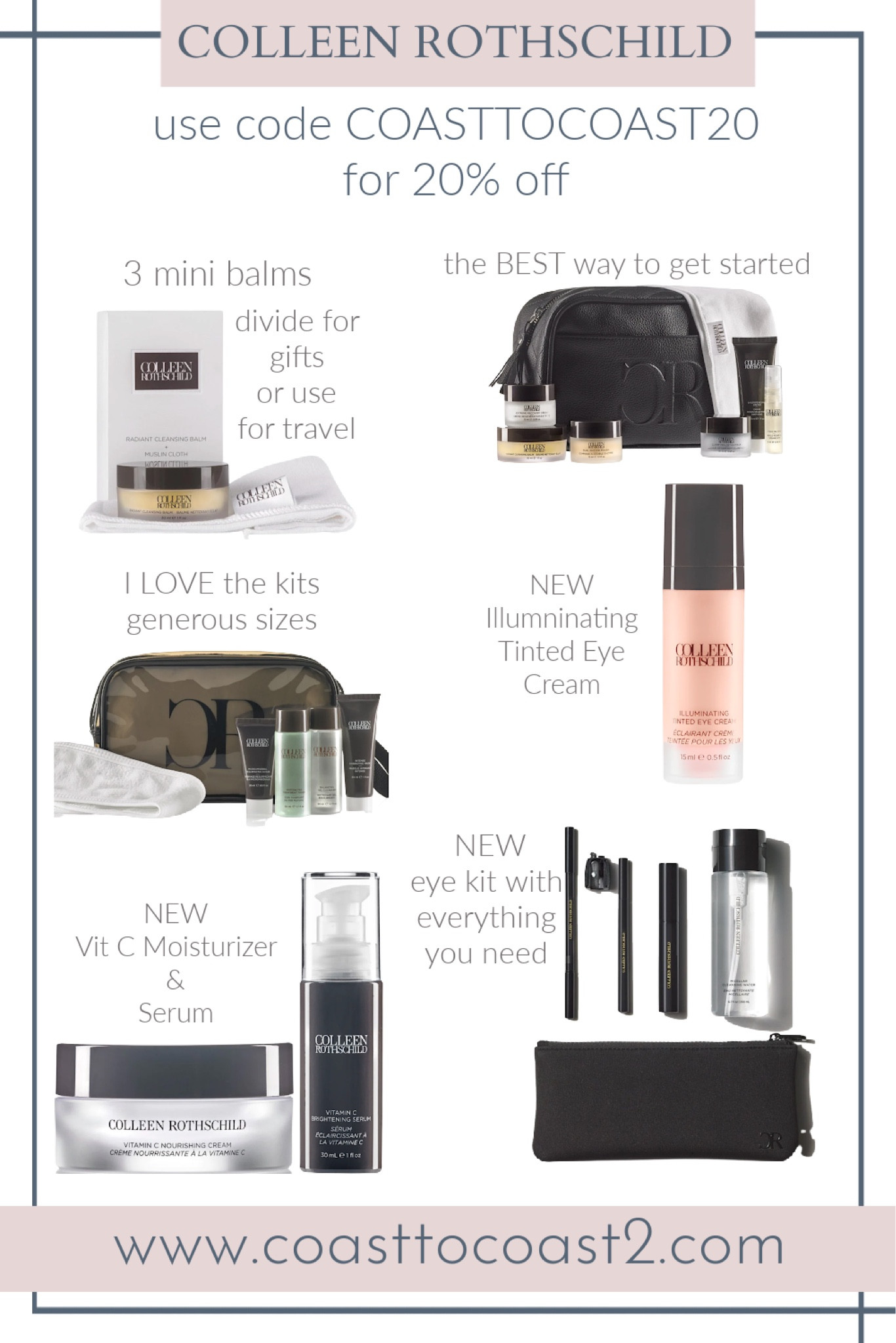 No need to wait for a sale. You can use my discount code COASTTOCOAST20 for 20% off anytime 

These are some great ways to get started and some of my favorites 
#colleenrothschild 
#skincare #beauty

#LTKFind #LTKbeauty