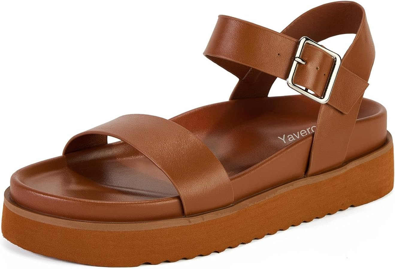Yavero Women's Platform Sandals Open Toe Summer Sandals Comfortable Flatform Wedge Sandals | Amazon (US)