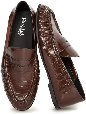 Penny Loafers for Women Suede Flats Shoes Casual Loafer Dressy Vintage Work Business Flat Shoe | Amazon (US)