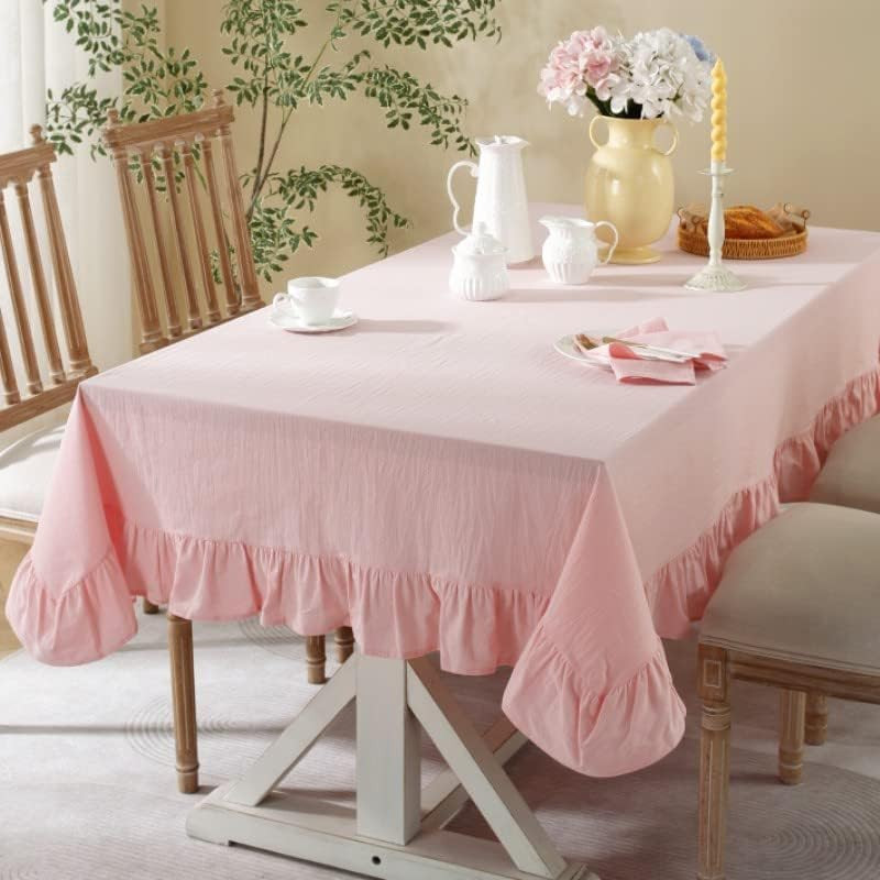 HAIRUO Cotton Linen Solid Color Tablecloth Farmhouse Dining Pink Tables Cover, Soft Fabric Rectan... | Amazon (US)