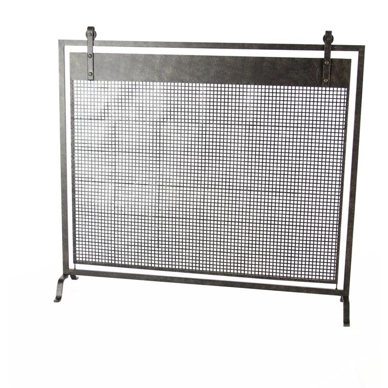 Riggio Metal Suspended Grid Style Netting Single Panel Geometric Fireplace Screen with Bolted | Wayfair North America
