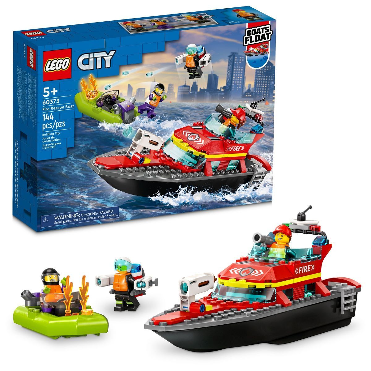 LEGO City Fire Rescue Boat Toy, Floats on Water Set 60373 | Target