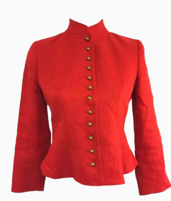 RALPH LAUREN  Red Linen Coat Victorian  English Riding Princess Fit Jacket Sz 8P | eBay US