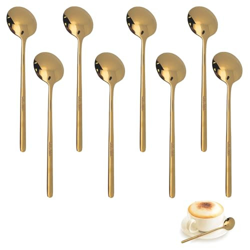 5" Gold Coffee Spoons 8Pcs 5.25" - Gold Tea Spoons Small Coffee Spoons for Coffee Bar - Espresso Spoons Dessert Spoons for Tea - Coffee Stirring Spoon 5 in Small Gold Spoons for Coffee Small Spoons | Amazon (US)