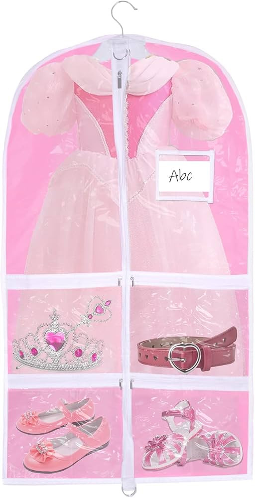 Pink Kids Dance Garment Bag for Hanging Clothes,37 Inch Waterproof PVC Travel Garment Bag with 3 ... | Amazon (US)
