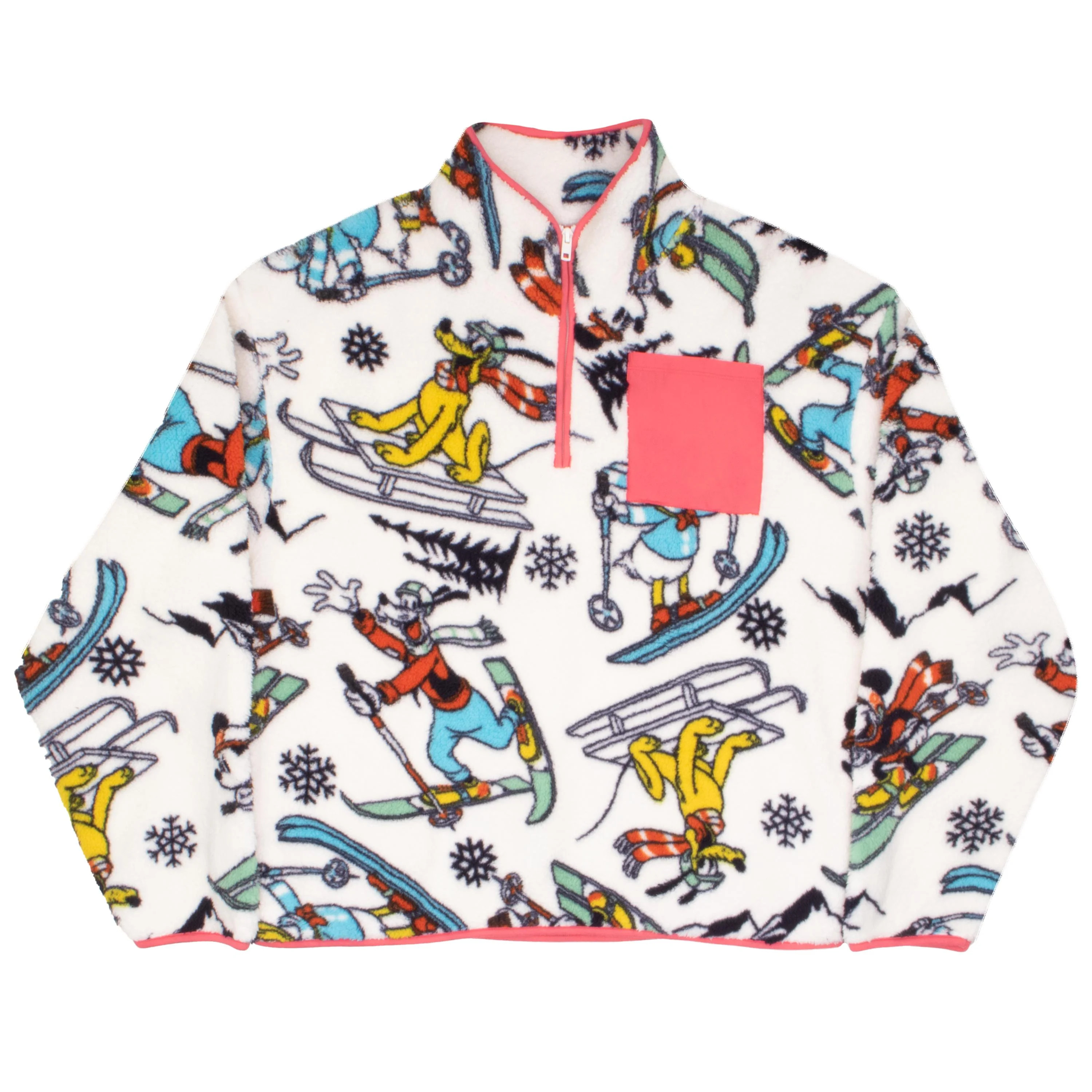 Disney Mickey Mouse & Friends Winter Sports Women's Soft Fleece Pullover Quarter-Zip Jacket - Lon... | Walmart (US)