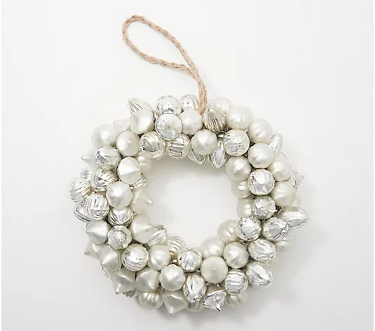 Home Reflections 11" Glass Ornament Wreath | QVC