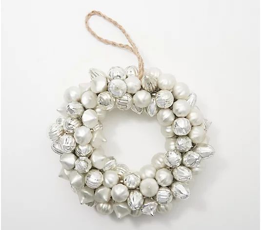 Home Reflections 11" Glass Ornament Wreath | QVC