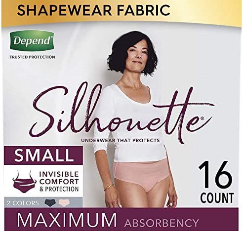 Depend Silhouette Incontinence and Postpartum Underwear for Women, Maximum Absorbency, Disposable, S | Amazon (US)