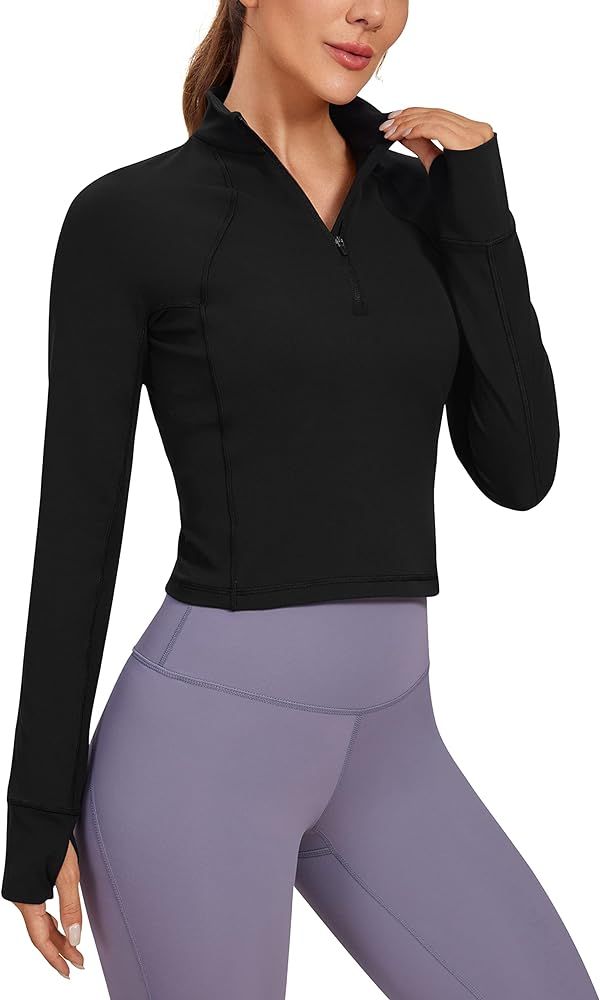 CRZ YOGA Women's Butterluxe Long Sleeve Workout Shirts Half Zip Pullover Sweatshirt Athletic Crop... | Amazon (CA)