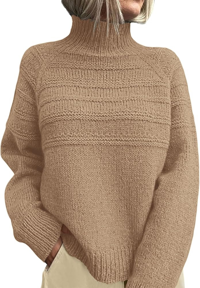 PRETTYGARDEN Women's Turtleneck Sweaters 2025 Fall Chunky Knit Pullover Long Sleeve Jumper Tops T... | Amazon (US)