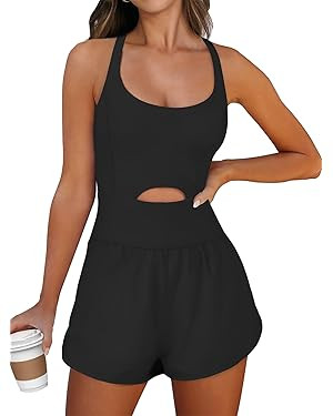 Caracilia Women's Workout Athletic Romper Summer Sets Short Jumpsuits Onesie Running Outfits Exer... | Amazon (US)