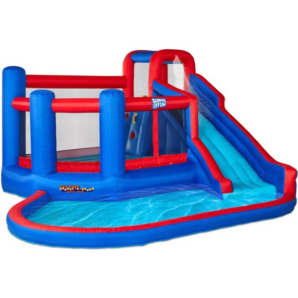 Sunny & Fun Inflatable Water Slide, Blow up Pool & Bounce House for Child - Blue | Walmart (US)