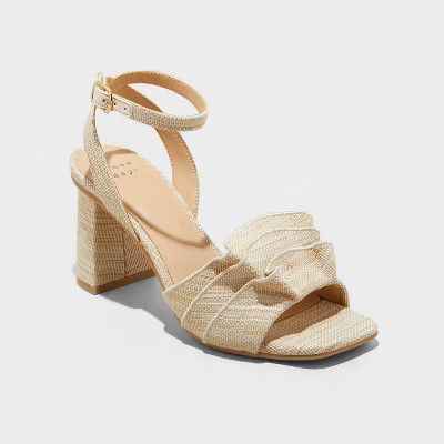 Women's Stassi Raffia Ruffle Heels - A New Day™ Beige 11 | Target