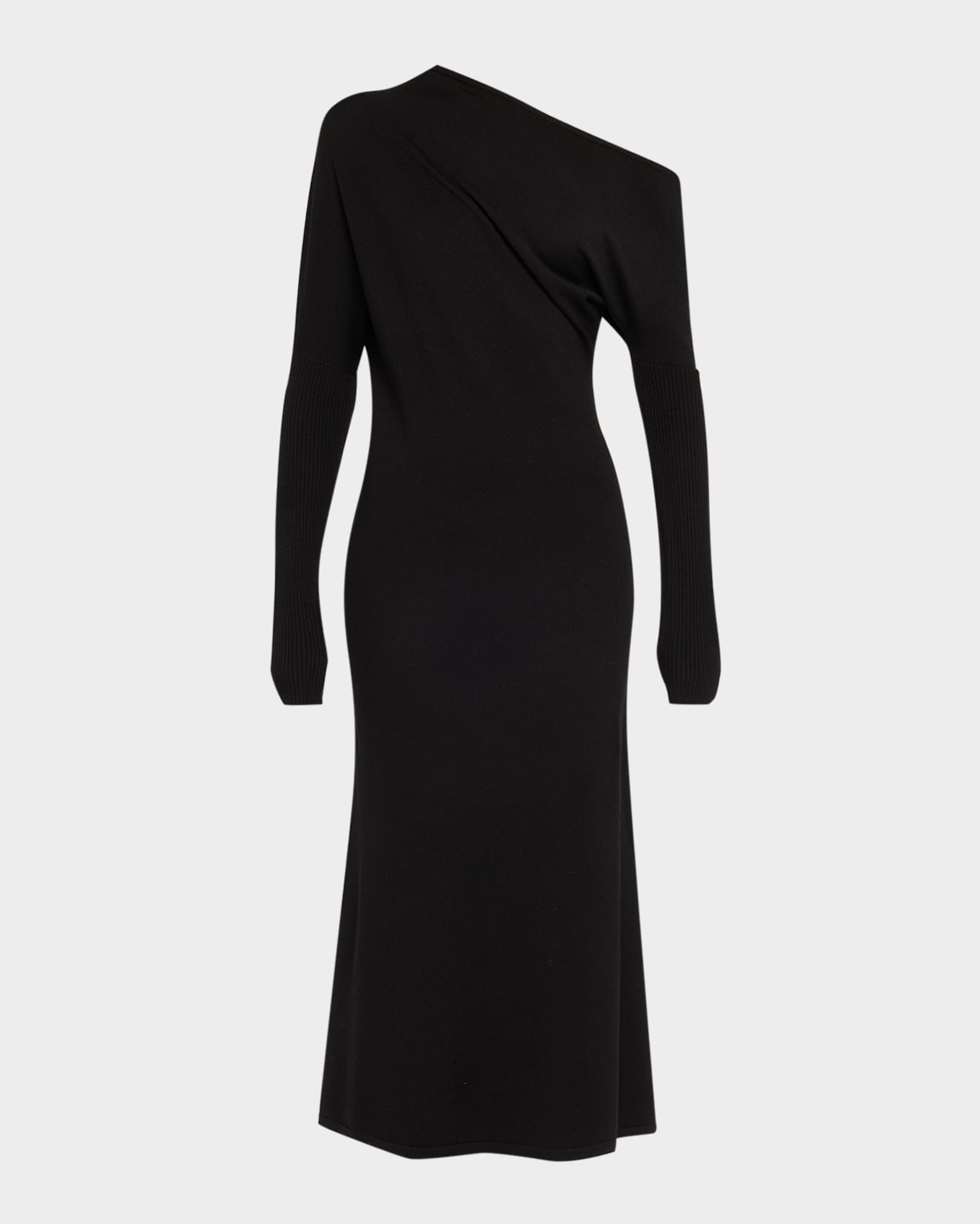 Liv One-Shoulder Draped Merino Dress | Neiman Marcus